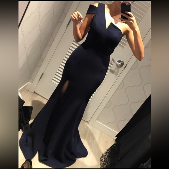 Navy Nicole Bakti Gown Size 4 - Picture 1 of 4